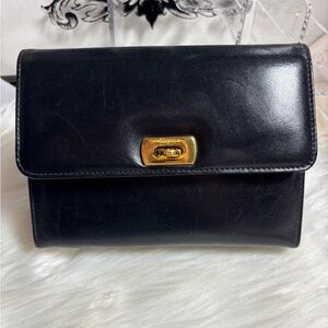 Vintage Salvatore Ferragamo Gancini Leather Clutch/Pouch/Gold Interlock Hardware